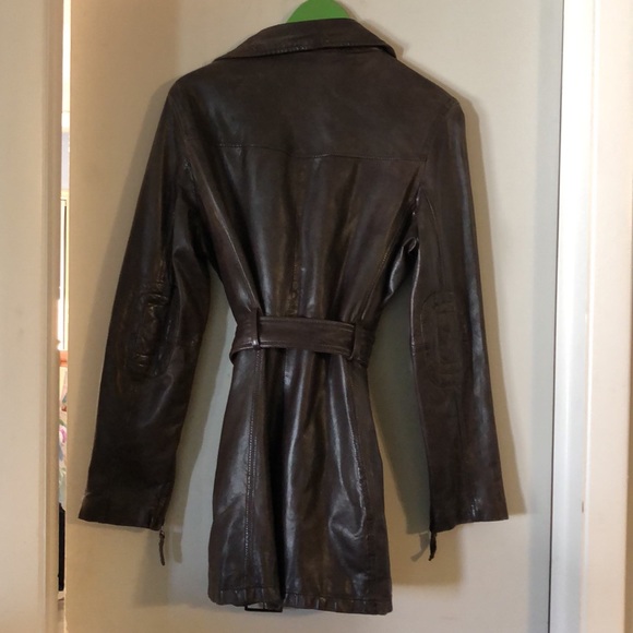 Brown leather coat Bod Christiansen size large - Picture 4 of 10